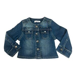 3 Pommes Baby Girl Jean Jacket 12 Months Blue Denim Embellished